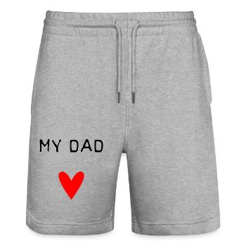 DAD. FATHER'S DAY. HAPPY FATHER'S DAY. HAPPY BIRTHDAY. - Stanley/Stella Trainer Unisex Organic Jogging Shorts - heather grey - Front - Nik (191cm) & Marisol (170cm)