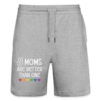 Mois de la fierté LGBTQ - Deux mamans valent mieux qu’une - Short de jogging bio TRAINER Stanley/Stella unisexe - gris chiné - Devant - Nik (191cm) & Marisol (170cm)