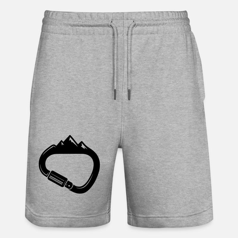 Karabiner und Berge – Einfach Klettern - Stanley/Stella Unisex Bio Joggingshorts Trainer  - Grau meliert