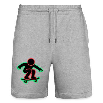 Neon Skateboarder Line Art - Stanley/Stella Trainer Unisex Organic Jogging Shorts - heather grey - Front - Nik (191cm) & Marisol (170cm)