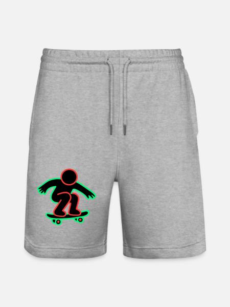 Neon Skateboarder Line Art - Stanley/Stella Trainer Unisex Organic Jogging Shorts - heather grey