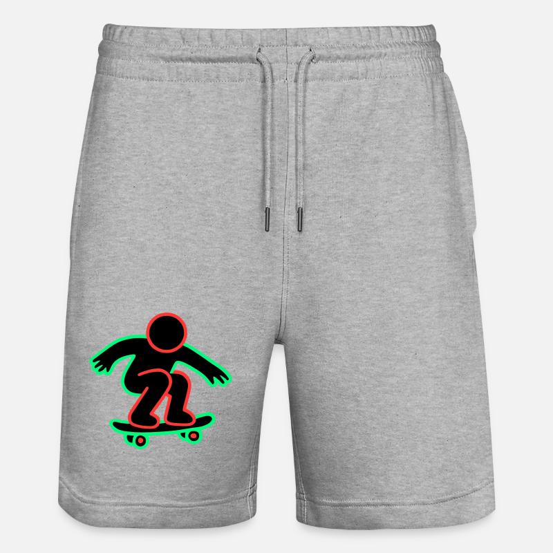 Dessin au trait de skateboarder néon - Short de jogging bio TRAINER Stanley/Stella unisexe - gris chiné