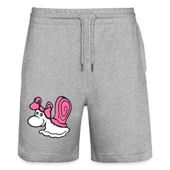 Snail Girl Female Cute Pretty Bow Woman - Stanley/Stella Trainer Unisex Organic Jogging Shorts - heather grey - Front - Nik (191cm) & Marisol (170cm)