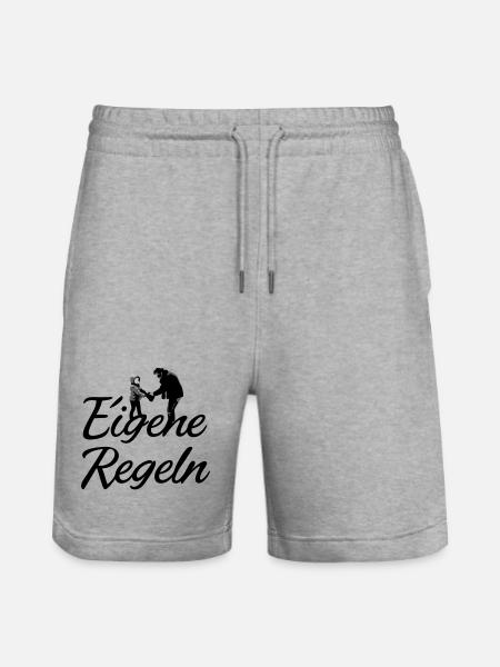 Father and Child Silhouette - Stanley/Stella Trainer Unisex Organic Jogging Shorts - heather grey