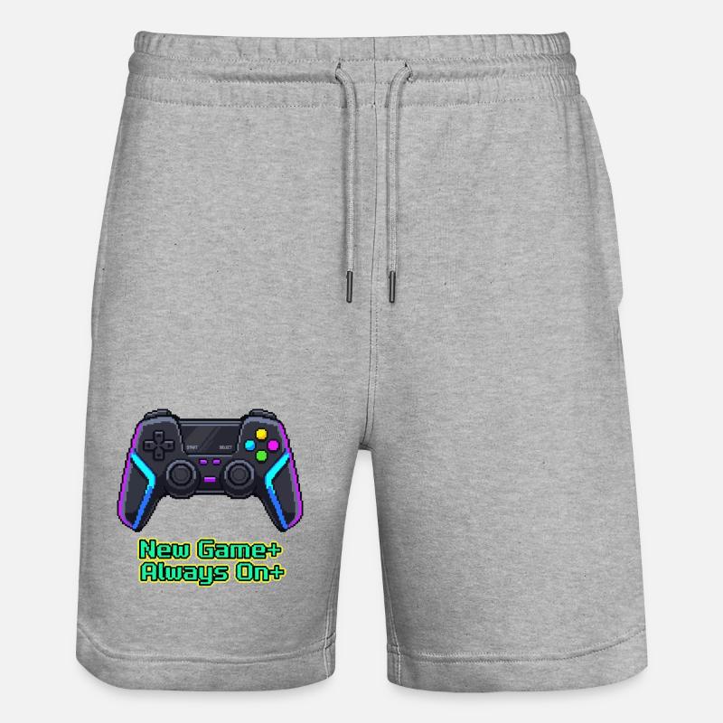 Neon Pixel Controller Neues Spiel Plus - Stanley/Stella Unisex Bio Joggingshorts Trainer  - Grau meliert