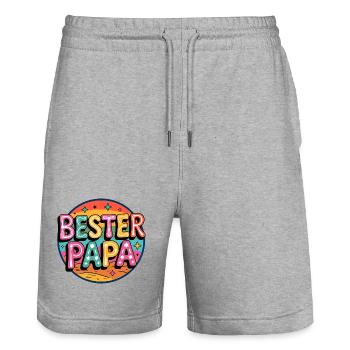 Meilleur papa rétro - Short de jogging bio TRAINER Stanley/Stella unisexe - gris chiné - Devant - Nik (191cm) & Marisol (170cm)