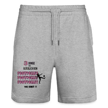 Footvolley What Else Game Footvolleyer Player - Stanley/Stella Trainer Unisex Organic Jogging Shorts - heather grey - Front - Nik (191cm) & Marisol (170cm)