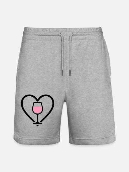 Heart + Rosé Wine – Rosé Lover - Stanley/Stella Trainer Unisex Organic Jogging Shorts - heather grey