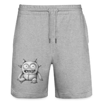 MONSTER DOLL #6 [Black & White] - Stanley/Stella Trainer Unisex Organic Jogging Shorts - heather grey - Front - Nik (191cm) & Marisol (170cm)