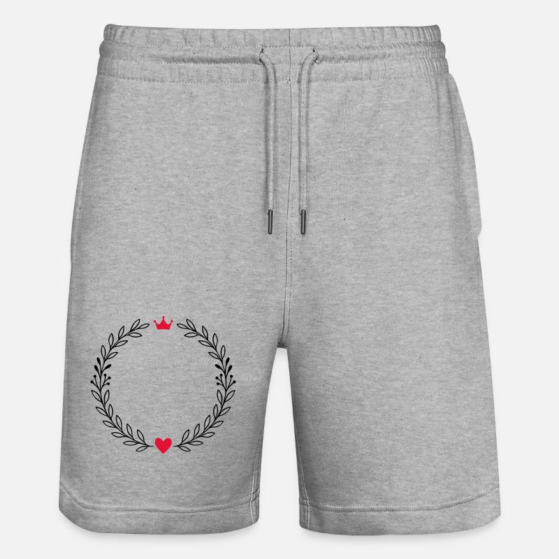 Couronne de laurier avec cœur et couronne - Short de jogging bio TRAINER Stanley/Stella unisexe - gris chiné