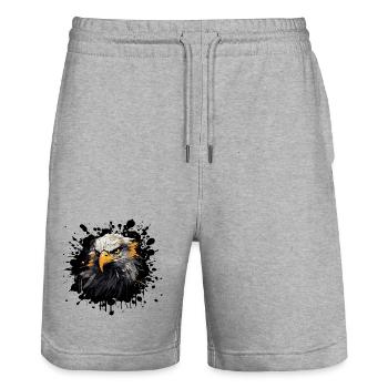 Adlerkopf Farb Splash - Stanley/Stella Unisex Bio Joggingshorts Trainer  - Grau meliert - Vorne - Nik (191cm) & Marisol (170cm)