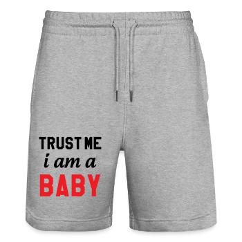 Trust Me I Am a Baby - Stanley/Stella Trainer Unisex Organic Jogging Shorts - heather grey - Front - Nik (191cm) & Marisol (170cm)
