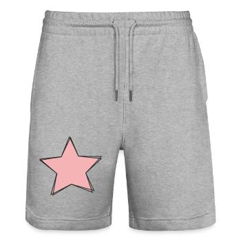 Pink Star Design - Stanley/Stella Trainer Unisex Organic Jogging Shorts - heather grey - Front - Nik (191cm) & Marisol (170cm)