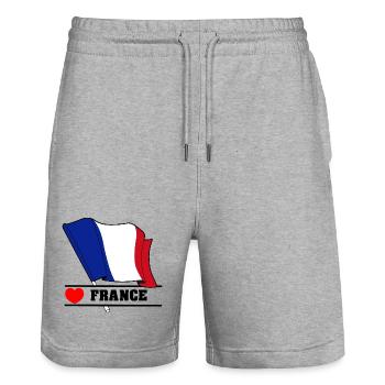 Cœur du drapeau français - Short de jogging bio TRAINER Stanley/Stella unisexe - gris chiné - Devant - Nik (191cm) & Marisol (170cm)