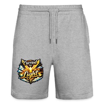 Carried by light - Stanley/Stella Trainer Unisex Organic Jogging Shorts - heather grey - Front - Nik (191cm) & Marisol (170cm)