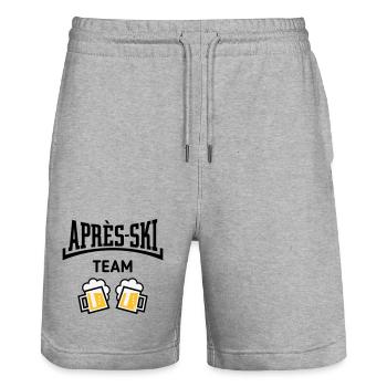 Après-Ski Team (Bier Apres Ski Konkav / POS 3C) - Stanley/Stella Unisex Bio Joggingshorts Trainer  - Grau meliert - Vorne - Nik (191cm) & Marisol (170cm)