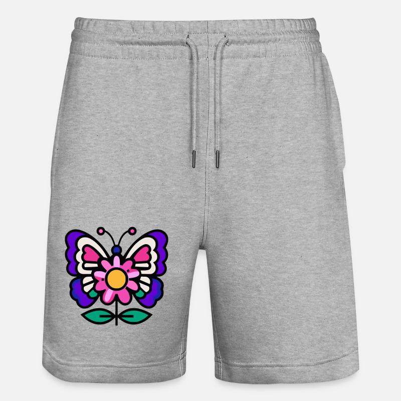 Papillon sur fleur - Short de jogging bio TRAINER Stanley/Stella unisexe - gris chiné