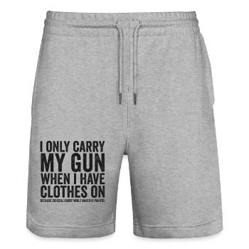 Je porte juste mon arme – drôles de droits sur les armes – - Short de jogging bio TRAINER Stanley/Stella unisexe - gris chiné - Devant - Nik (191cm) & Marisol (170cm)