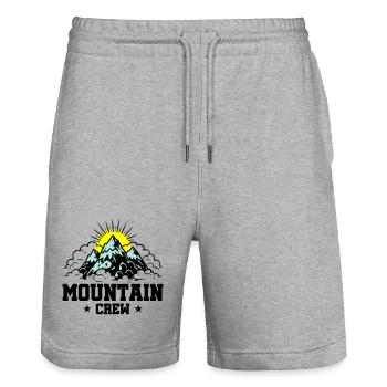 Mountain Crew Mountains - Stanley/Stella Trainer Unisex Organic Jogging Shorts - heather grey - Front - Nik (191cm) & Marisol (170cm)