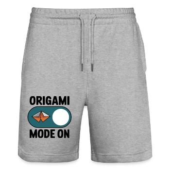  Origami Mode On Papierfalten Hobby Spruch für - Stanley/Stella Unisex Bio Joggingshorts Trainer  - Grau meliert - Vorne - Nik (191cm) & Marisol (170cm)