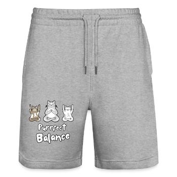 Équilibre Parfait - CAT - Short de jogging bio TRAINER Stanley/Stella unisexe - gris chiné - Devant - Nik (191cm) & Marisol (170cm)