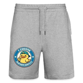 Ich wähle Chaos sanft Ente - Stanley/Stella Unisex Bio Joggingshorts Trainer  - Grau meliert - Vorne - Nik (191cm) & Marisol (170cm)