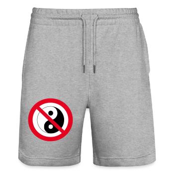 Forbidden Yin Yang: anti-balance symbol - Stanley/Stella Trainer Unisex Organic Jogging Shorts - heather grey - Front - Nik (191cm) & Marisol (170cm)