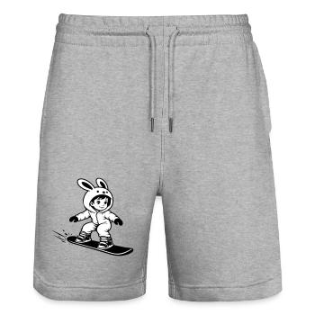 Snowboard Bunny - Stanley/Stella Unisex Bio Joggingshorts Trainer  - Grau meliert - Vorne - Nik (191cm) & Marisol (170cm)