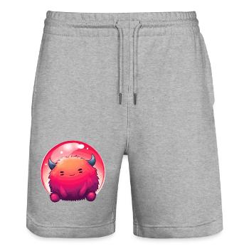 Fluffiges Monstergesicht Gradient - Stanley/Stella Unisex Bio Joggingshorts Trainer  - Grau meliert - Vorne - Nik (191cm) & Marisol (170cm)