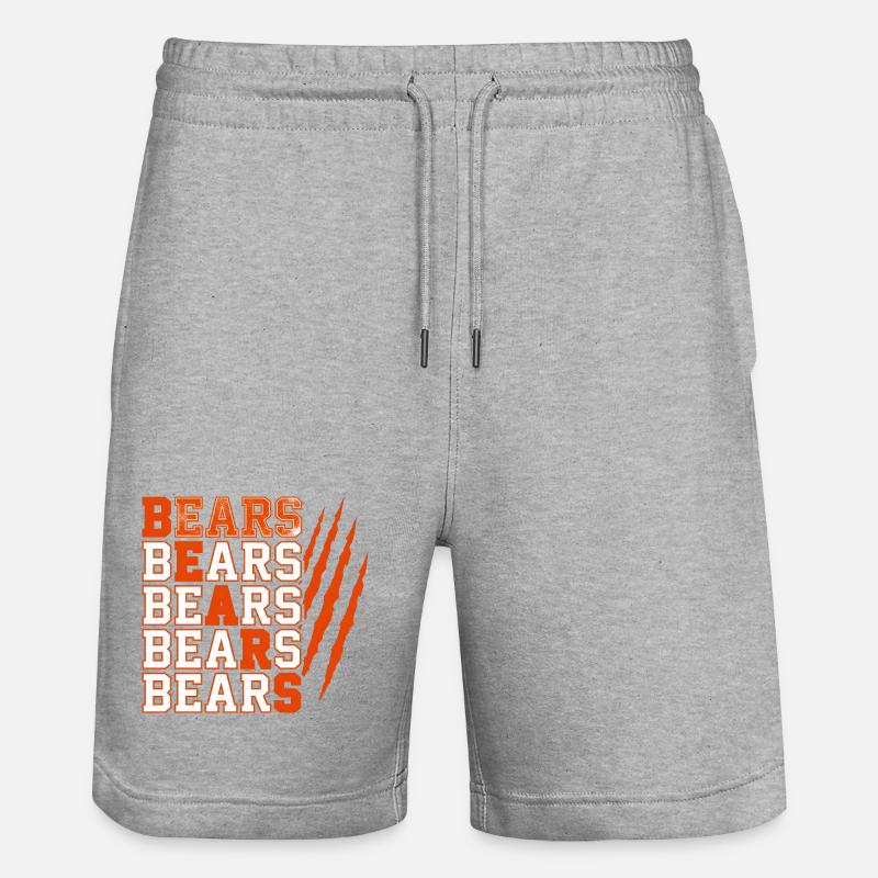 Bears Text with Distressed Claw Marks - Stanley/Stella Trainer Unisex Organic Jogging Shorts - heather grey