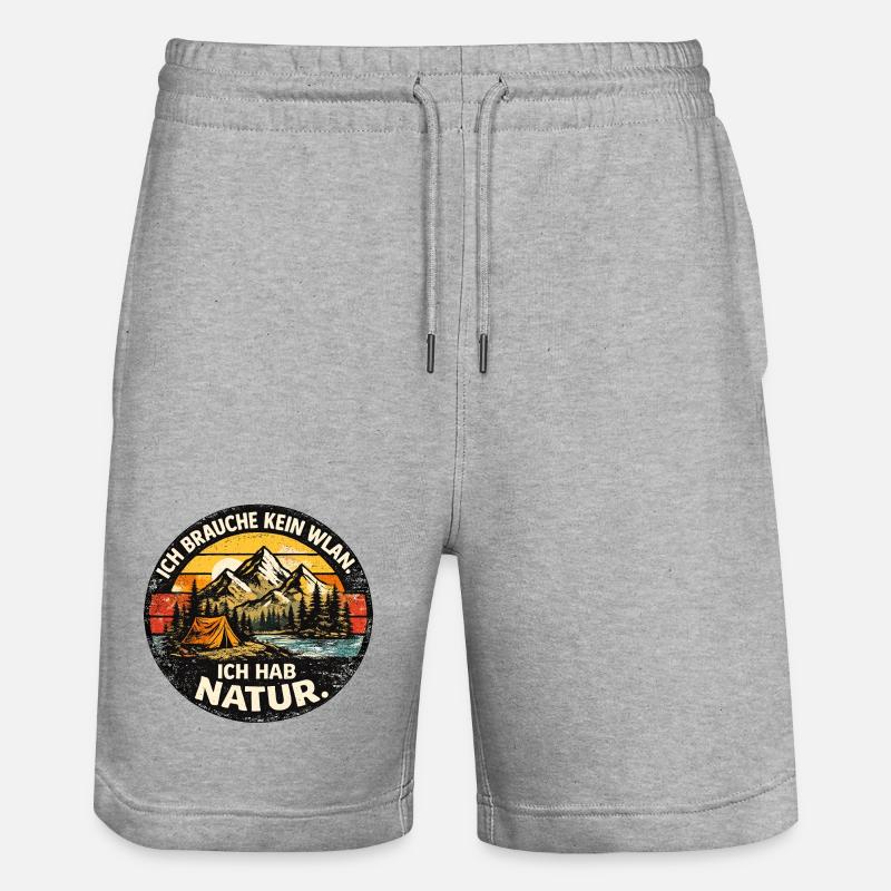 Camping en forêt Nature rétro - Short de jogging bio TRAINER Stanley/Stella unisexe - gris chiné