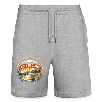 Croatia Adriatic Coffee Club Retro Logo - Stanley/Stella Trainer Unisex Organic Jogging Shorts - heather grey - Front - Nik (191cm) & Marisol (170cm)