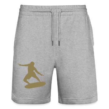 Surfer Silhouette Wellenreiten minimalistisch - Stanley/Stella Unisex Bio Joggingshorts Trainer  - Grau meliert - Vorne - Nik (191cm) & Marisol (170cm)