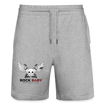 Rock Baby - Stanley/Stella Trainer Unisex Organic Jogging Shorts - heather grey - Front - Nik (191cm) & Marisol (170cm)