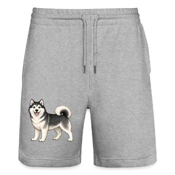 Husky joyeux - Short de jogging bio TRAINER Stanley/Stella unisexe - gris chiné - Devant - Nik (191cm) & Marisol (170cm)