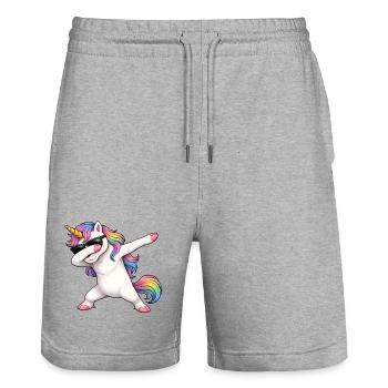 Dabbing Einhorn - Stanley/Stella Unisex Bio Joggingshorts Trainer  - Grau meliert - Vorne - Nik (191cm) & Marisol (170cm)