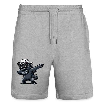 Dabbing Horse - Stanley/Stella Trainer Unisex Organic Jogging Shorts - heather grey - Front - Nik (191cm) & Marisol (170cm)