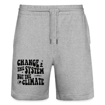 Changer le système, pas le climat - Short de jogging bio TRAINER Stanley/Stella unisexe - gris chiné - Devant - Nik (191cm) & Marisol (170cm)