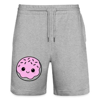 Donut Cute - Stanley/Stella Unisex Bio Joggingshorts Trainer  - Grau meliert - Vorne - Nik (191cm) & Marisol (170cm)