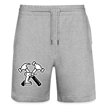 Outline Coat of Arms tool - Stanley/Stella Trainer Unisex Organic Jogging Shorts - heather grey - Front - Nik (191cm) & Marisol (170cm)