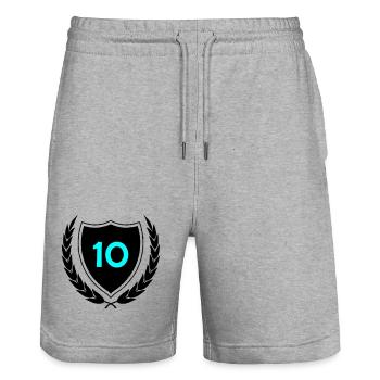 Neon Zehn Ziffernprint - Stanley/Stella Unisex Bio Joggingshorts Trainer  - Grau meliert - Vorne - Nik (191cm) & Marisol (170cm)