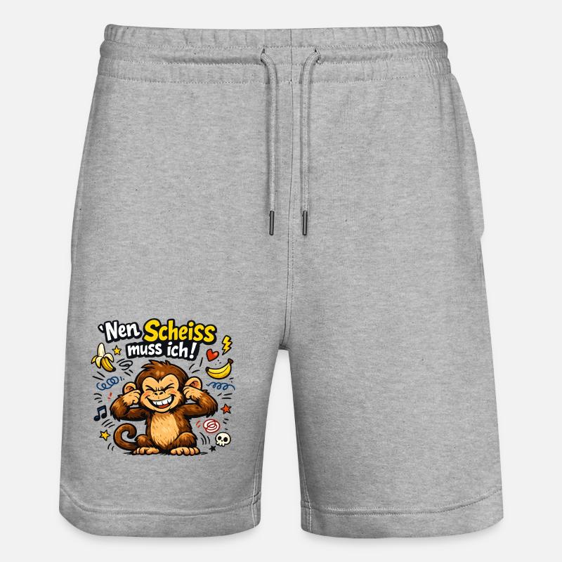 Nen Scheiss muss ich Affe - Stanley/Stella Unisex Bio Joggingshorts Trainer  - Grau meliert