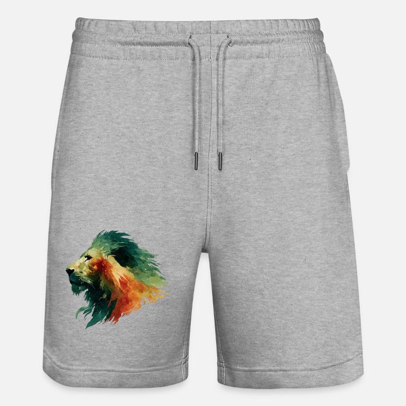 Aquarelle Tête de Lion - Short de jogging bio TRAINER Stanley/Stella unisexe - gris chiné