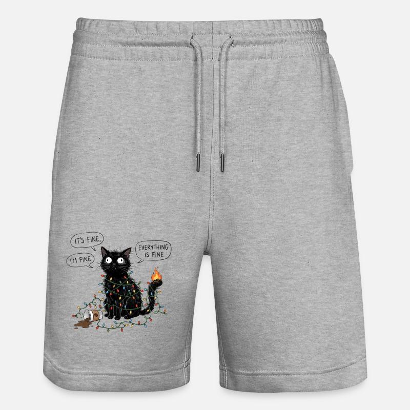 Chat noir enveloppé de lumières - Short de jogging bio TRAINER Stanley/Stella unisexe - gris chiné