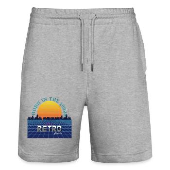 Retro-Sonnenuntergang der 1990er Jahre - Stanley/Stella Unisex Bio Joggingshorts Trainer  - Grau meliert - Vorne - Nik (191cm) & Marisol (170cm)