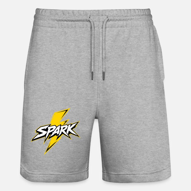 Spark Blitz Comic Logo - Stanley/Stella Trainer Unisex Organic Jogging Shorts - heather grey