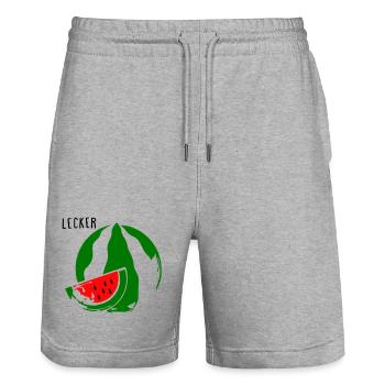 Melone - Stanley/Stella Unisex Bio Joggingshorts Trainer  - Grau meliert - Vorne - Nik (191cm) & Marisol (170cm)