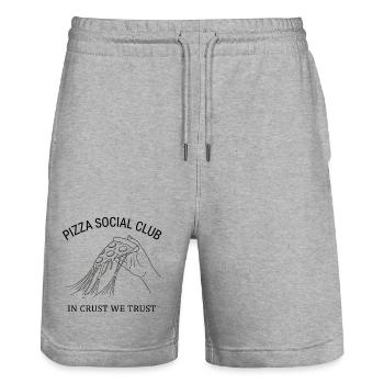 Pizza Social Club T-Shirt Gift Idea Style - Stanley/Stella Trainer Unisex Organic Jogging Shorts - heather grey - Front - Nik (191cm) & Marisol (170cm)