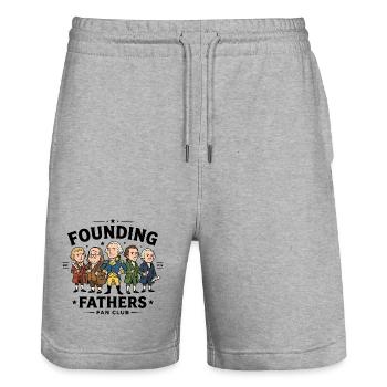 Fanclub der Gründerväter Lustige Gründerväter - Stanley/Stella Unisex Bio Joggingshorts Trainer  - Grau meliert - Vorne - Nik (191cm) & Marisol (170cm)