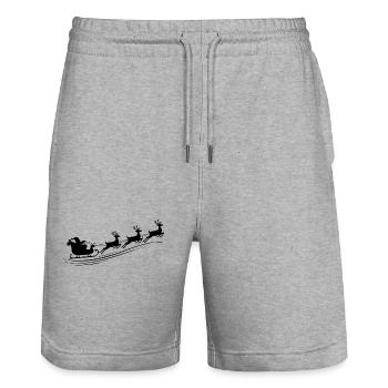 Santa Claus Sleigh Reindeer - Stanley/Stella Trainer Unisex Organic Jogging Shorts - heather grey - Front - Nik (191cm) & Marisol (170cm)
